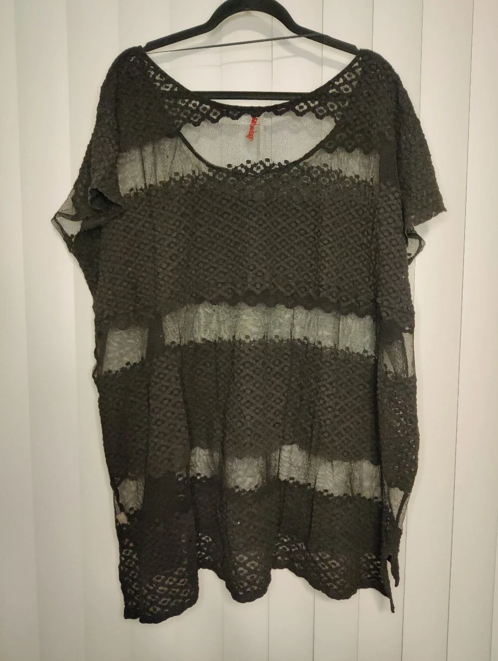 Free People Black Sheer Lace/Mesh Swim Coverup
